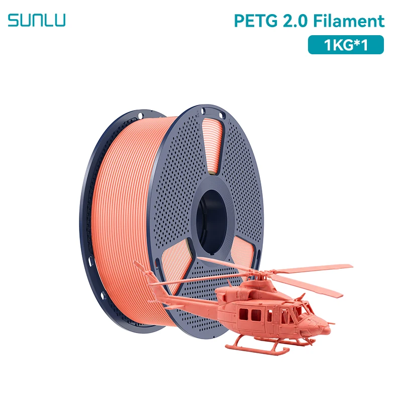 SUNLU PETG 2.0 3D-Drucker-Filament 1KG, Verbesserte Niedrige Feuchtigkeitsaufnahme, Sauber Aufgewickeltes 3D-Filament für 3D-Drucker & 3D-Stift