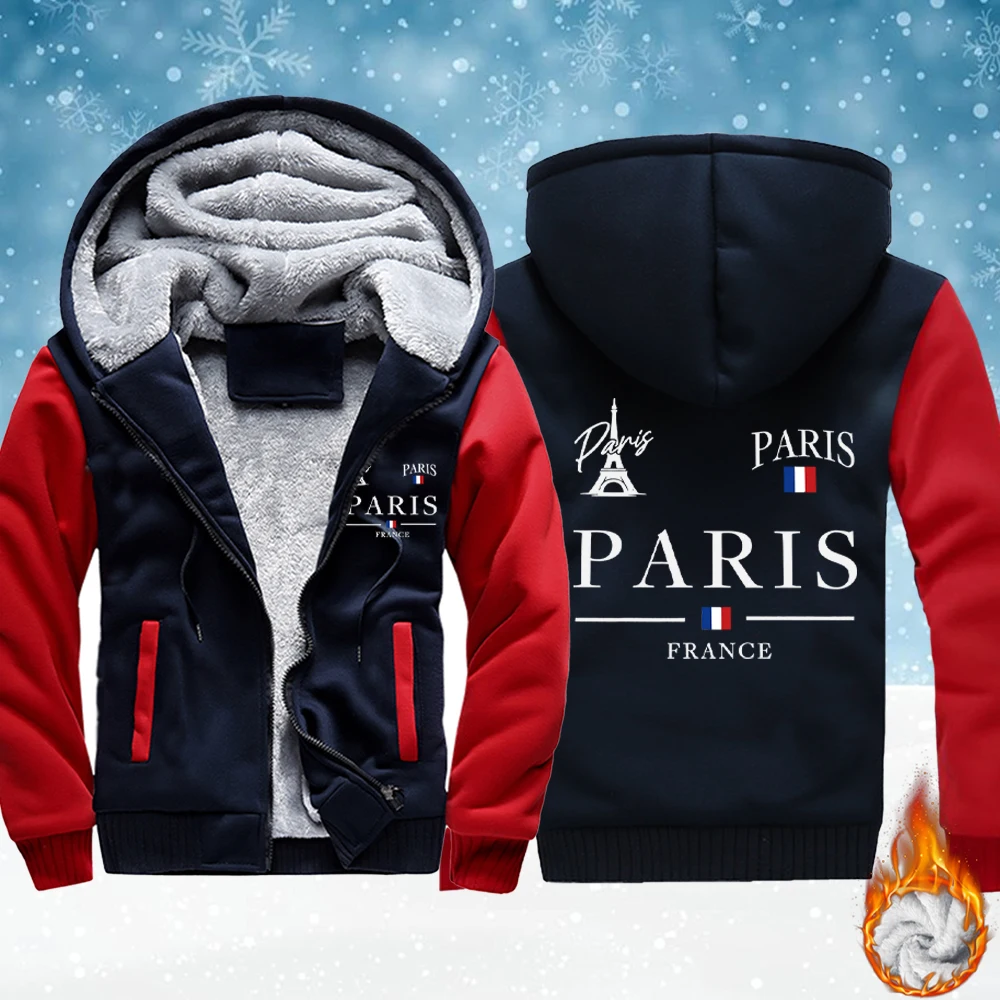 

Париж Франция с буквенным принтом, мужские новые флисовые базовые куртки, пальто на молнии с карманами, утепленная зимняя спортивная одежда, теплая удобная верхняя одежда