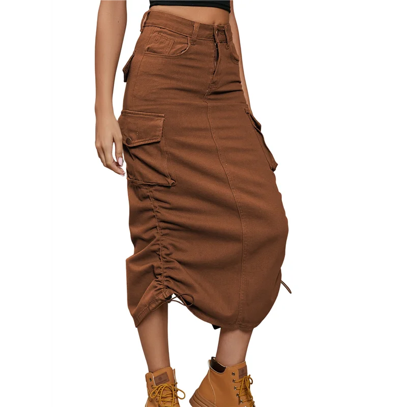 

Denim Skirt Below Knee Length High Waisted Jean Skirts For Women