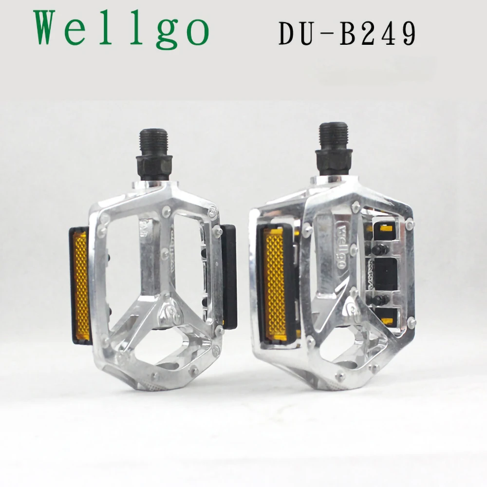 Wellgo MTB DU Bearing Alloy Pedals For Mountain Road BMX Bike Cycling Parts  Reflector  Silver Black