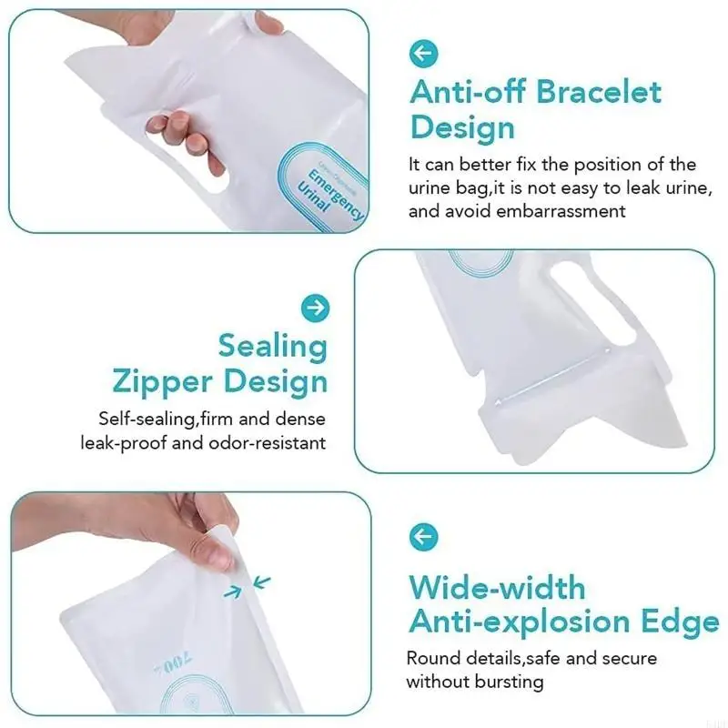 54DF Non-leak Urine Bag Disposable Pee Bags with Zipper Seal Unisex & 700ML Capacity