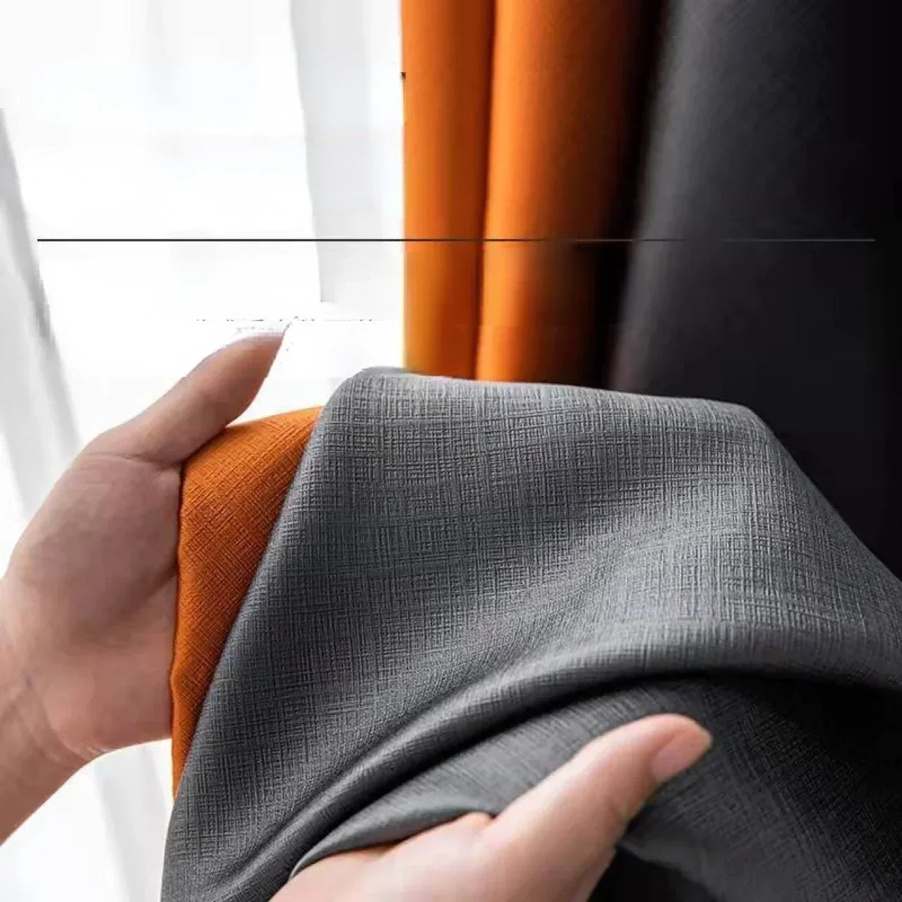 Custom Size Simple Black Silk Physical Blackout Curtain Hotel Heat Insulation Sun Protection Sound Insulation Cloth Home Garden