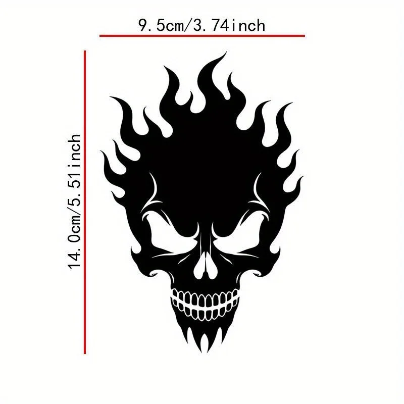 

1 шт., наклейка с пламенным черепом, черно-белый дизайн, 14,0x9,5 см/5,51x3,74 дюйма, клейкая наклейка для автомобиля, ноутбука, телефона, острый декор