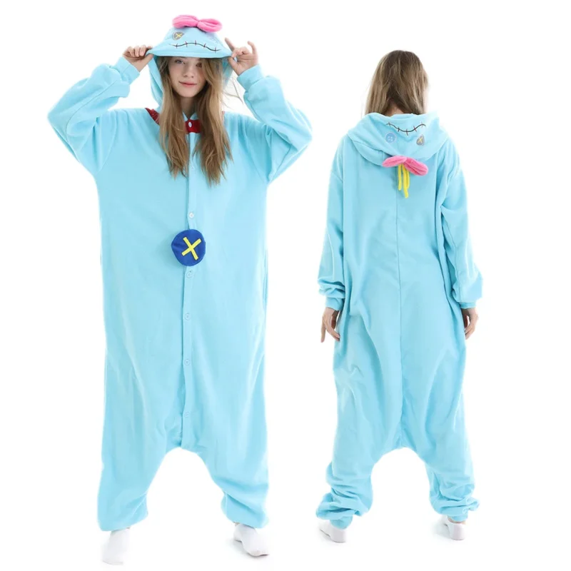 ブルー動物着ぐるみ大人 Onesies 女性男性パジャマハロウィンコスチュームコスプレジャンプスーツクリスマスギフト