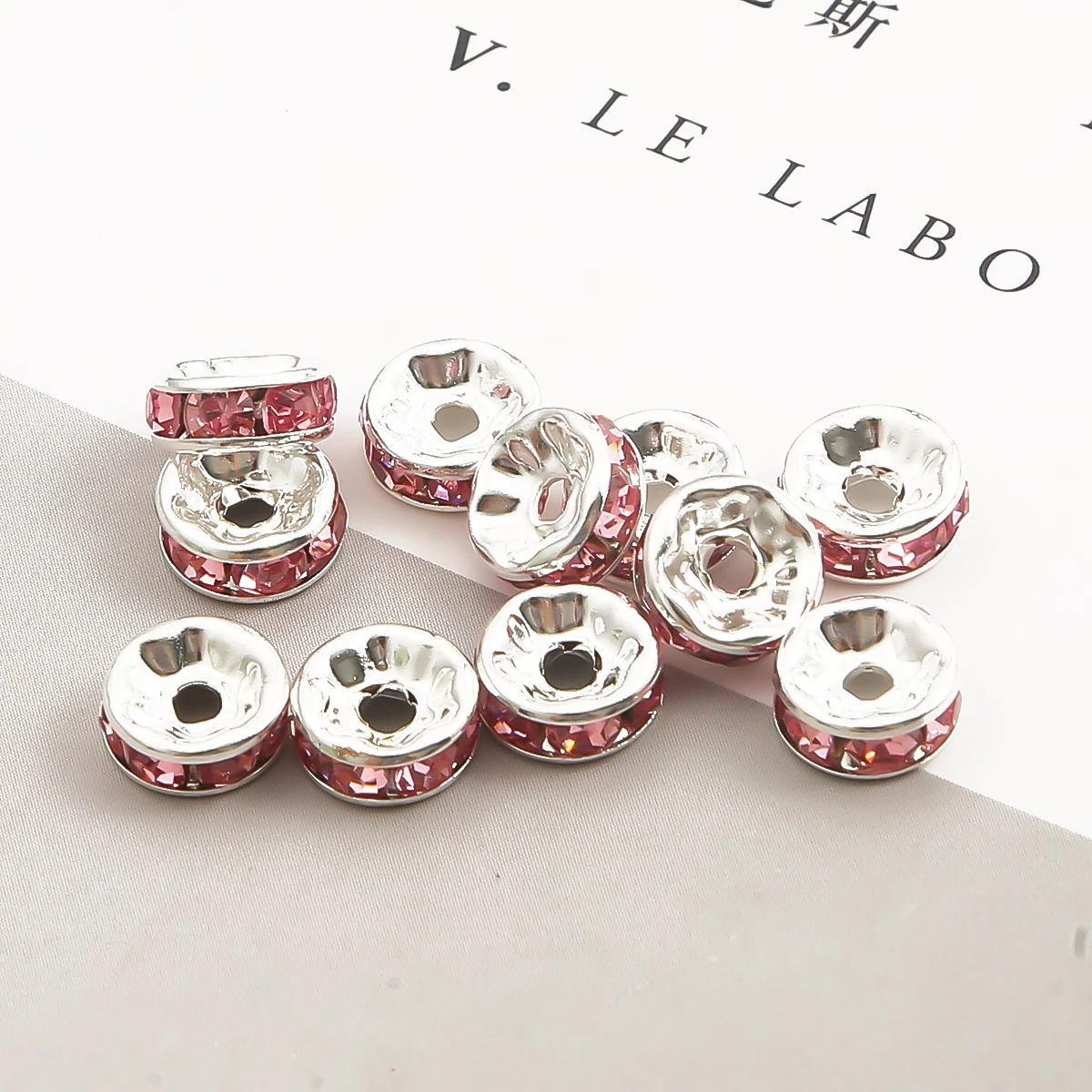 

50pcs Rhinestone Rondelle Beads round Crystal 4/6/8/10mm Loose Spacer for DIY Jewelry Making Bracelet Accessories