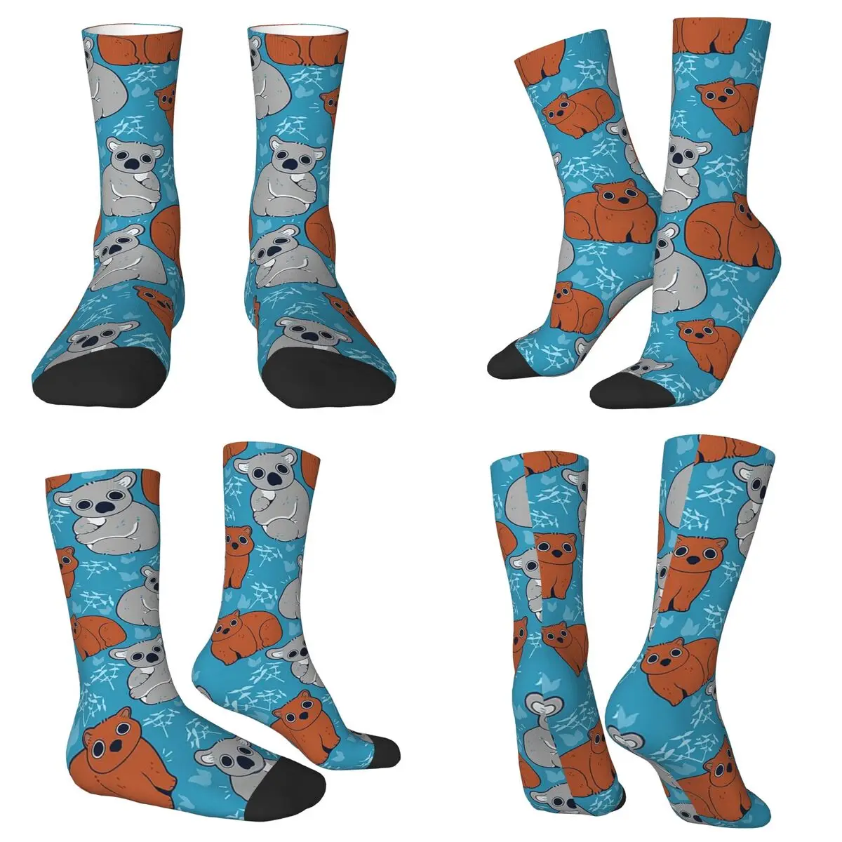 Wombat e Koala con calzini di eucalipto Calze Harajuku che assorbono il sudore Calzini lunghi Accessori per regalo di compleanno unisex