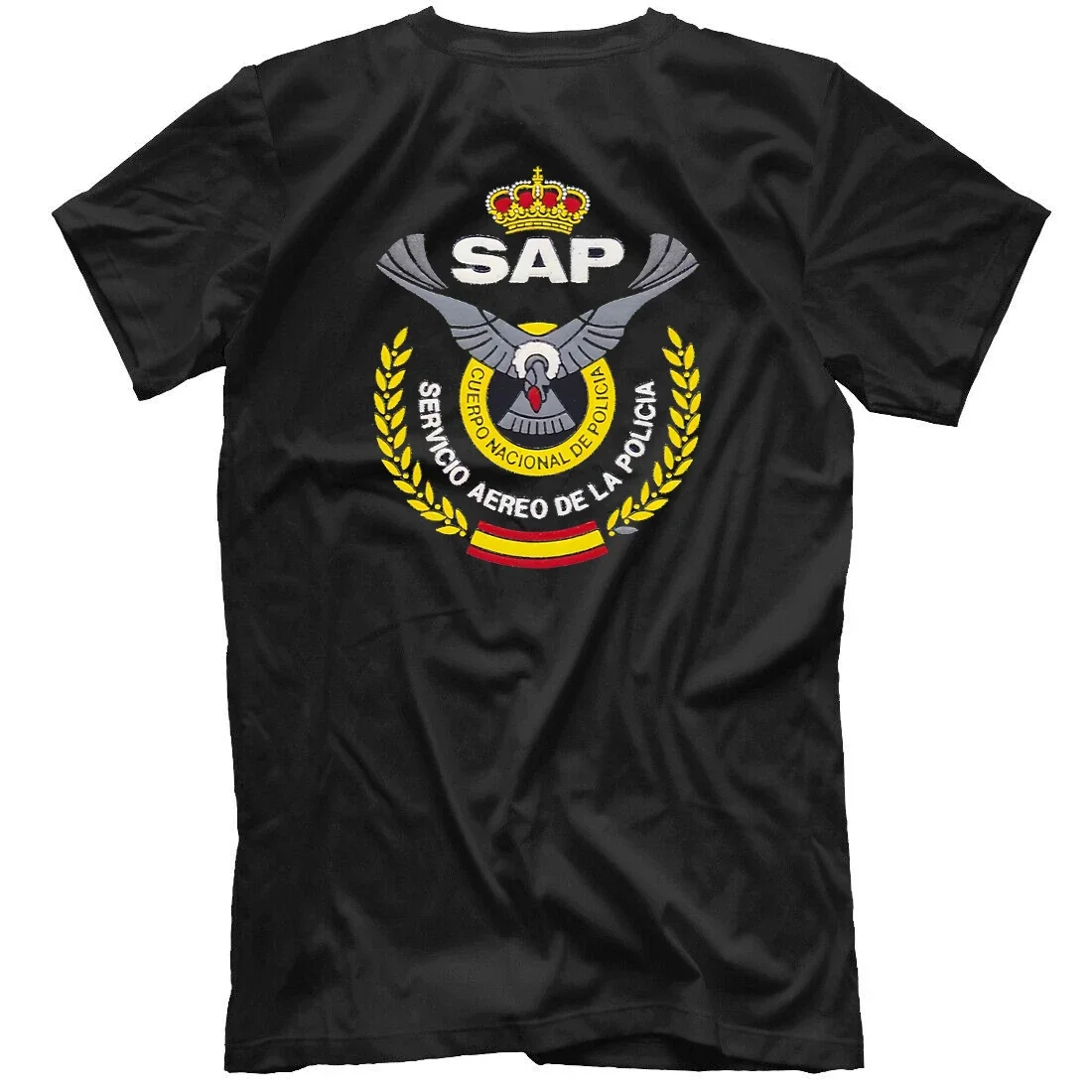 Camiseta SAP Insignias Policia Nacional Es Español، 100% Algodón، De Alta Calidad، قمة غير رسمية