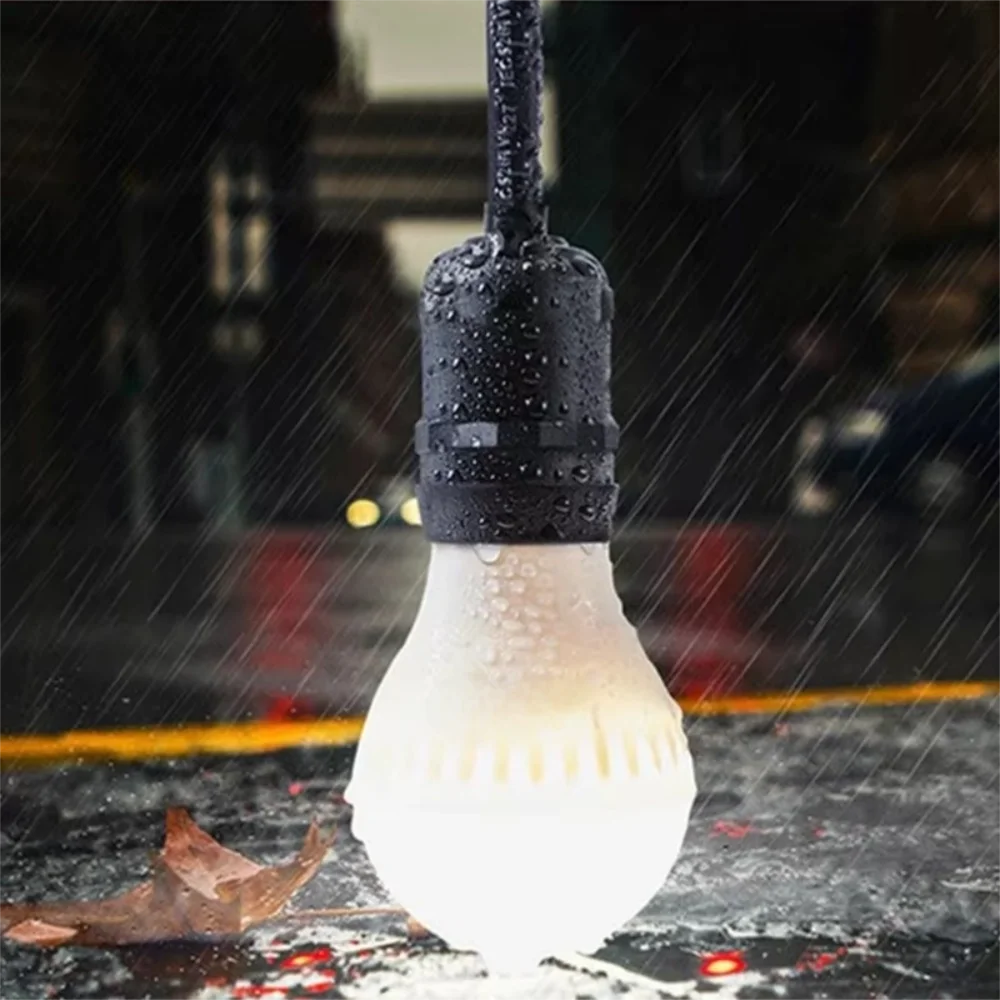 Universal E27 Lamp Holder Waterproof PVC Wire Lamp Base Copper Screw Thread Flame Retardant Decorative Lamp Holder Outdoor Use