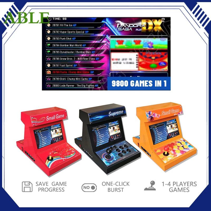 Arcade Game Machine 9800 in 1 Pandora Saga DX 2 Plus 2Players Home Cabinet for PC & Projector & TV,  1280X720, 3D Games