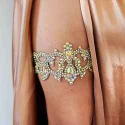 Elegant Boho Design Crystal Thign Chain Belly Dance Women Latin Costume Charming Colourful Rhinestone Leg Chain Ballroom Jewelry