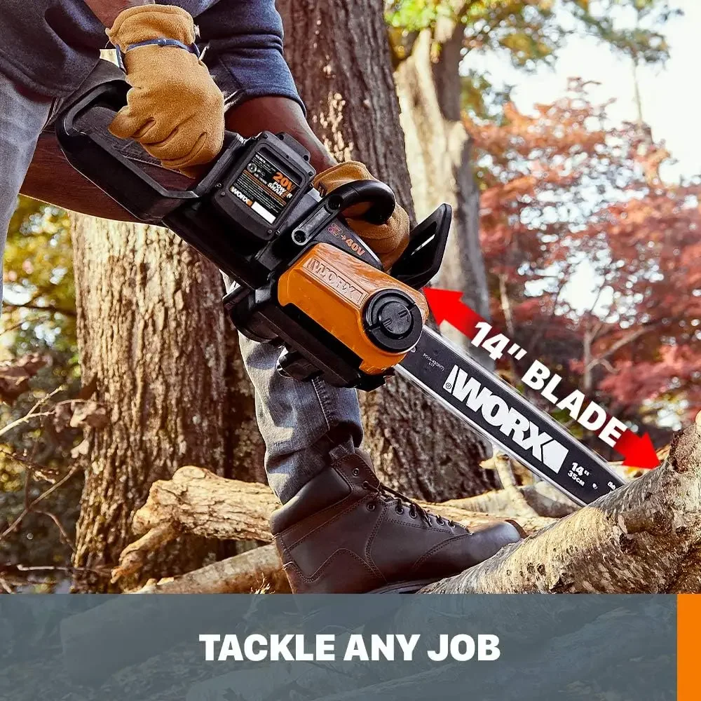 40V 14" Cordless Chainsaw Power Share with Auto-Tension - WG384 (Batteries & Charger Included)