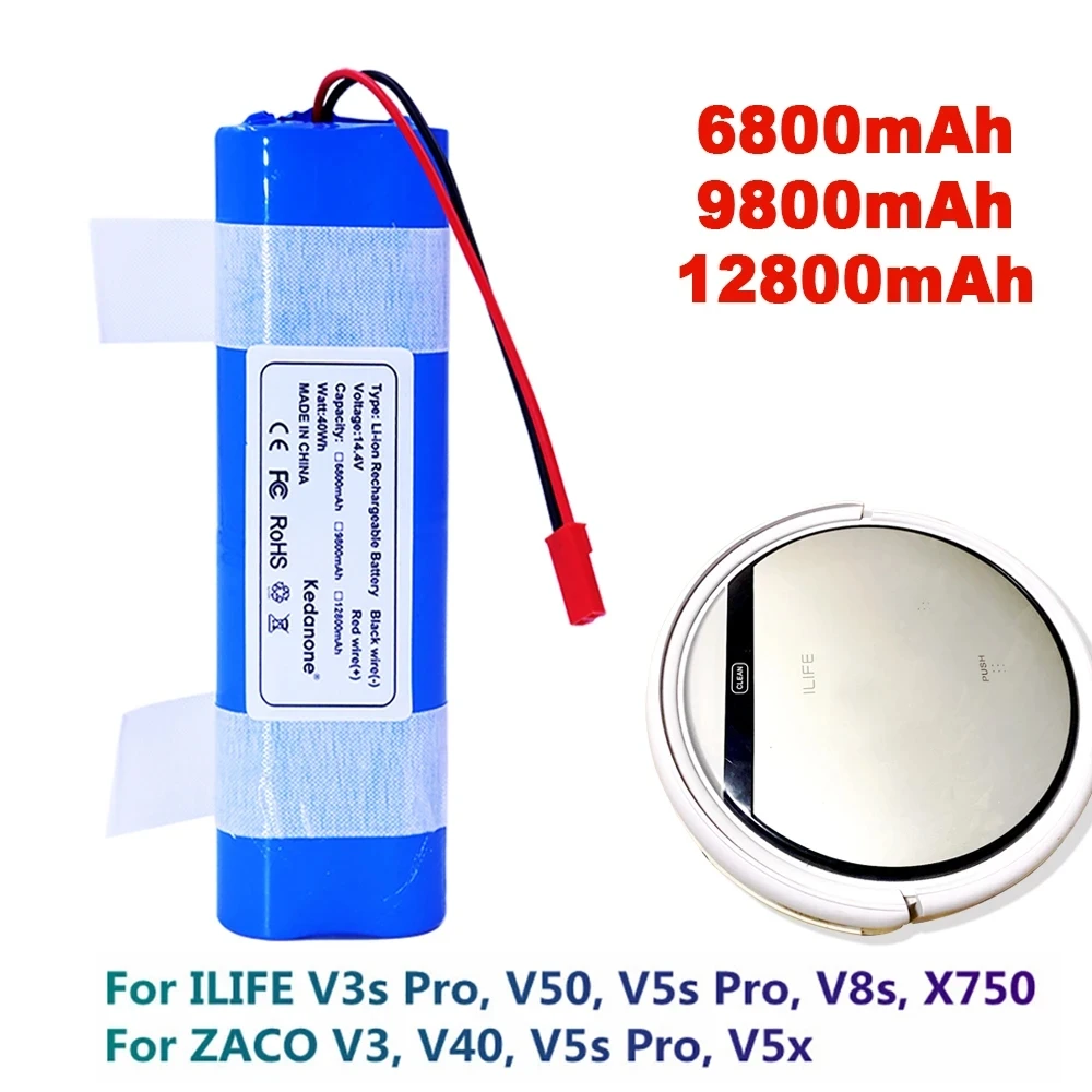 

100%New 4S1P 18650 14.4V 9800mAh Li-ion Battery Pack,For Ilife V50 V55 V8s V3s Pro V5s Pro V8s X750 Robot Vacuum Cleaner Battery