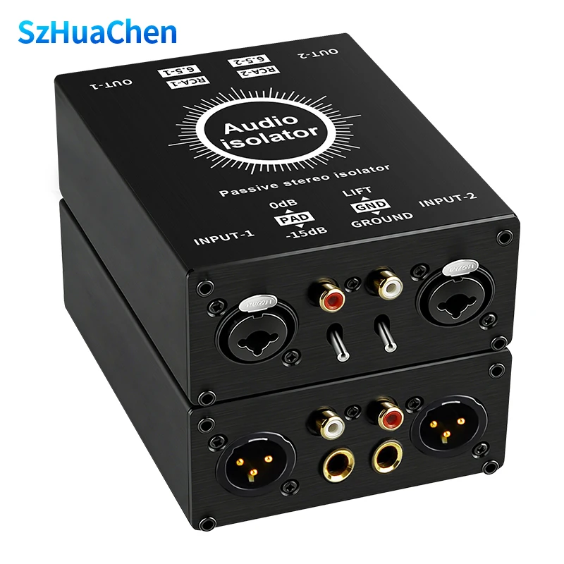 2 Channels XLR RCA TS TRS Ground Loop Isolator Passive Hum Eliminator Box Noise Filter for Audio Equipments Different Sources