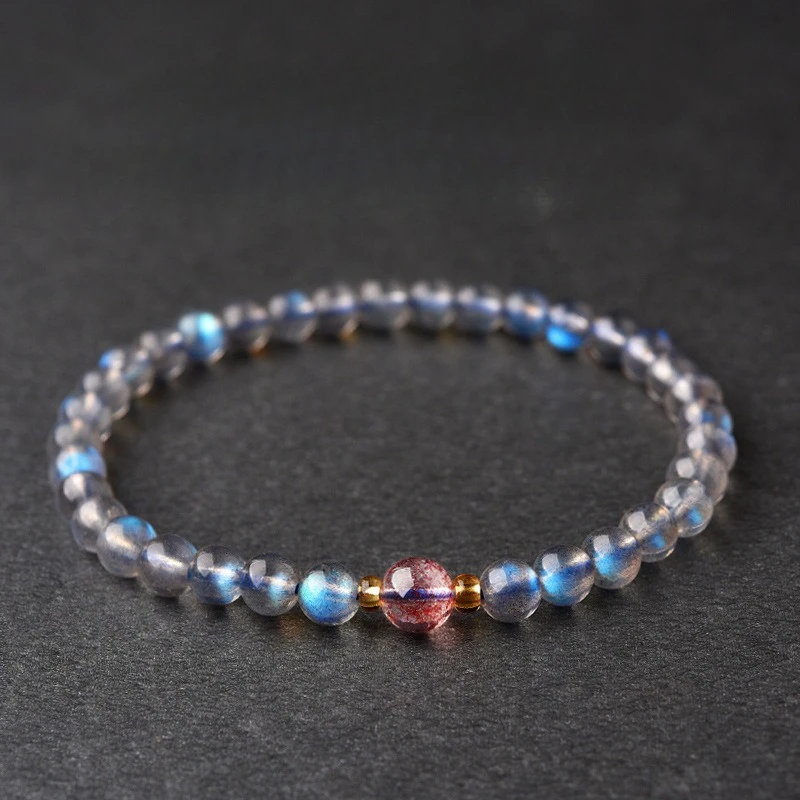 

Natural Blue Moonstone Strawberry Crystal Bracelet Women's Light Luxury Fashion Lucky Crystal Bracelet