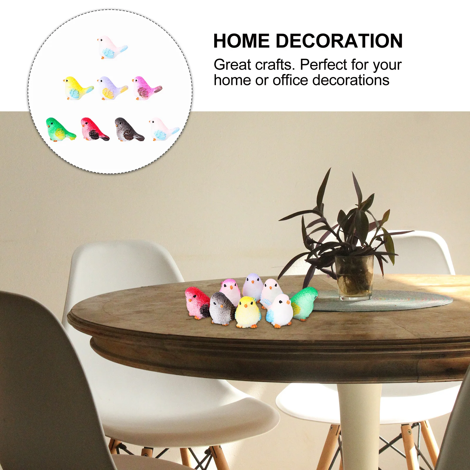 

8 Pcs Micro Landscape Adornment Bird Shaped Desktop Decor Home Decoration Tabletop Ornament Resin Crafts