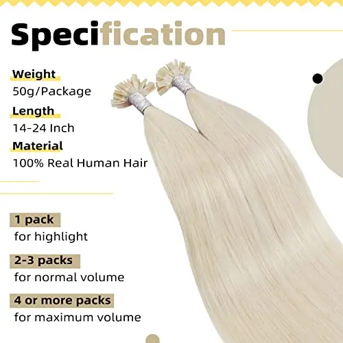 Ugeat Utip Hair Extensions Human Hair Blonde Pre Bonded Keratin Hair Extensions PreBonded Fusion K Tip Human Hair High Quality