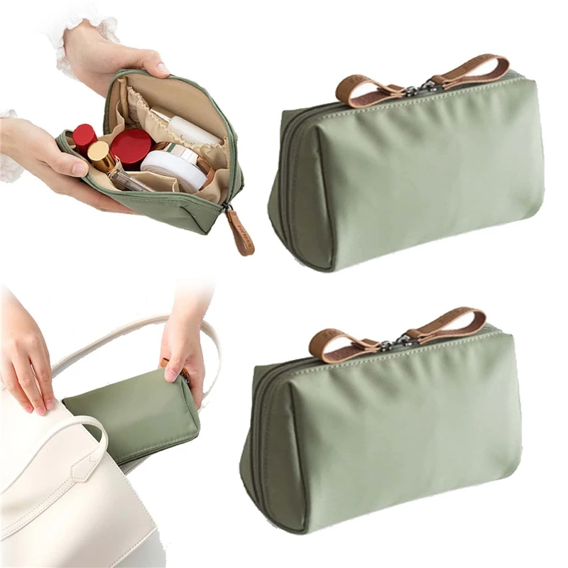 Geteilte Kosmetiktasche mit großem Fassungsvermögen in verschiedenen Farben, Reise-Aufbewahrungstasche für Kosmetik mit Lippenstiftfach, Reißverschluss-Handtasche – Detail 5