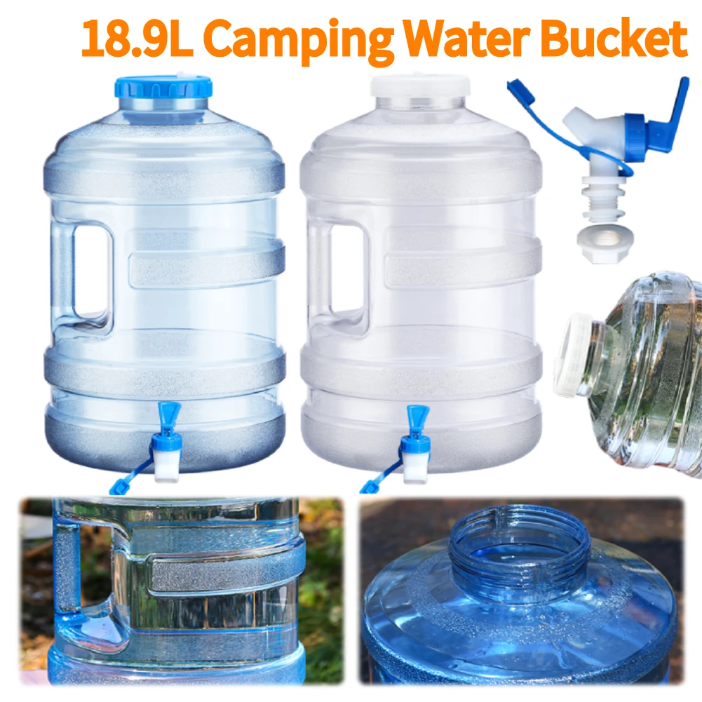 

18.9L Water Storage Container with Faucet Mineral Water Barrel Large Capacity Water Storage Bucket for Self-Driving Tour