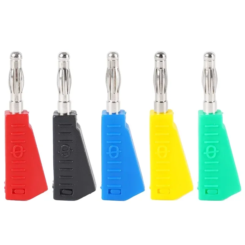 10Pcs Soldering Terminal Copper Nickel Plated Male Plugs 4mm Banana Plug 4mm Banana Stackable Connector for Audio Video Cable