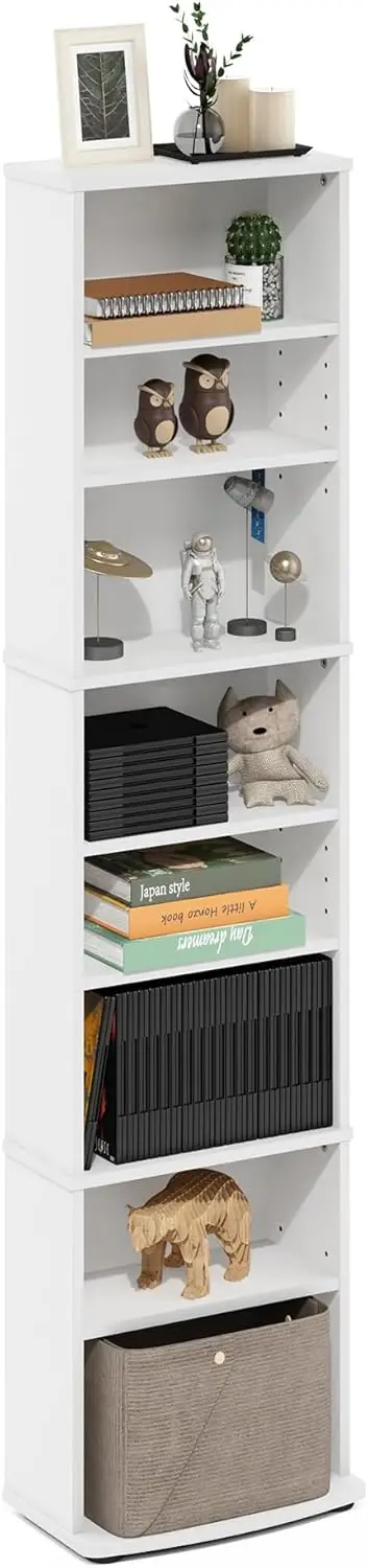 

8-уровневая регулируемая полка для DVD, высокое узкое хранилище для компакт-дисков, Blu-проносов, игр — простая сборка, белый