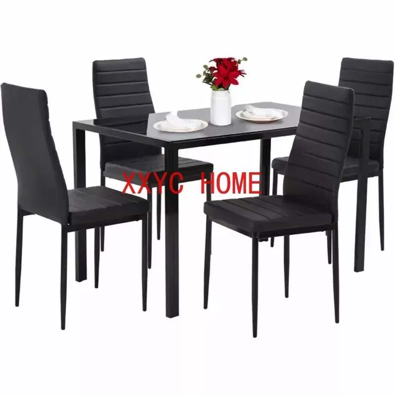 

YouYeap 5 Piece Dining Table Set for 4 Glass Dining Table and 4 Chairs Black