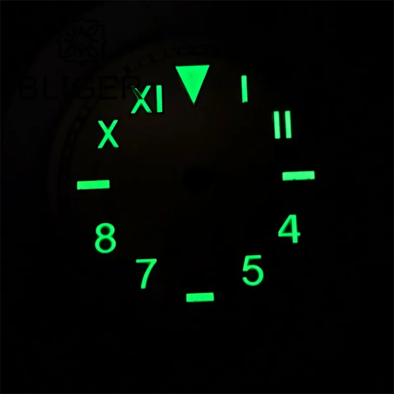 BLIGER 29mm Black White Yellow Gray California Watch Dial Green Luminous Fit NH35 NH36 Miyota8215 DG2813 3804 PT5000 Movement