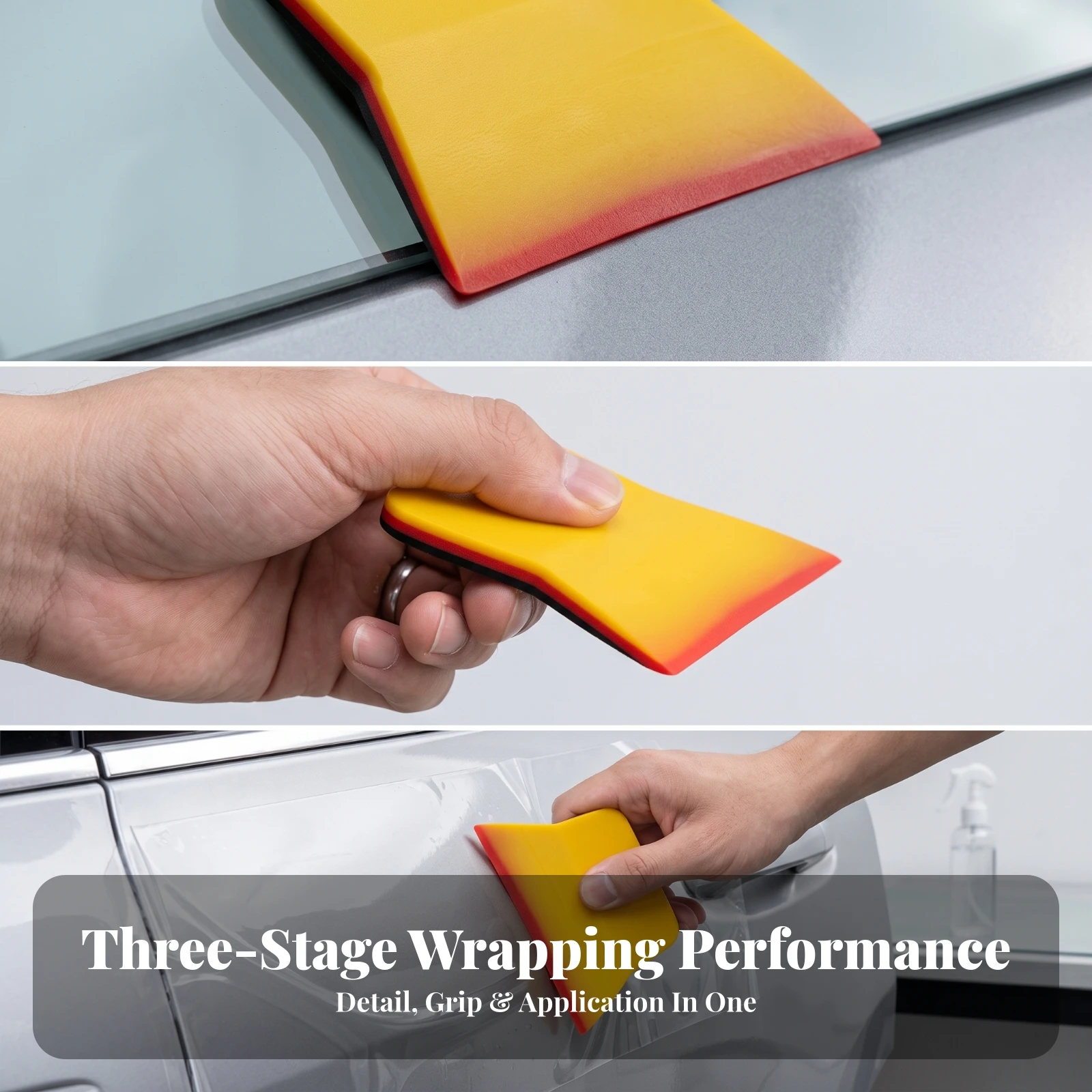 Car Wrap Scraper Flexible Vinyl Wrap Squeegee Scraper with Red Edge Compact Applicator Tool Firm for Window Tint Installers