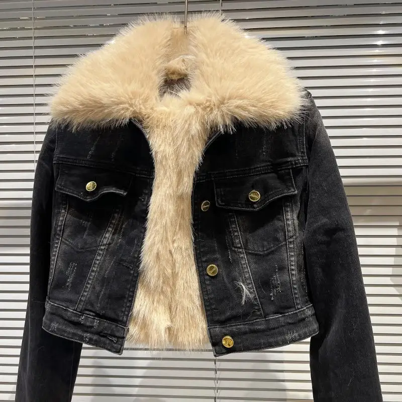 العصرية الشتاء الشارع بارد حار صديقة للبيئة الفراء طوق الداخلية القطن الدافئة الدنيم ort Jaet المرأة الأعلى Faion تخفيف Sle