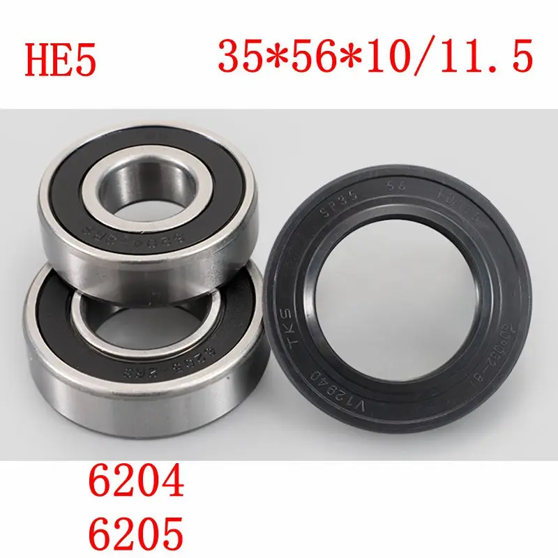 for Haier drum washing machine Water seal（35*56*10/11.5）+bearings 2 PCs（6204 6205）Oil seal Sealing ring parts