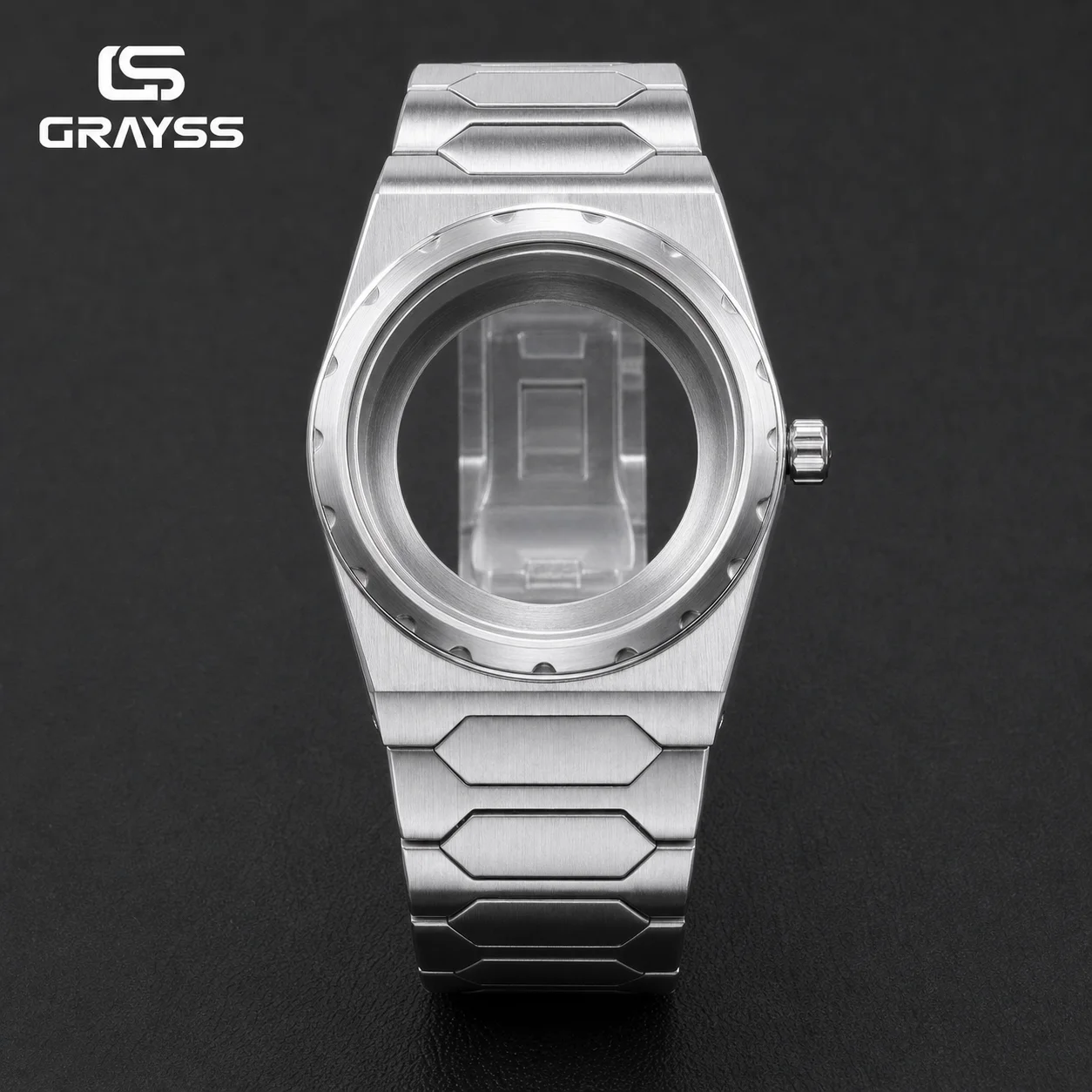 Grayss Neues integriertes gebürstetes Edelstahl-Uhrengehäuse mit Armband, 37 mm, für SKX NH35 NH36, Saphir, 20 atm, wasserdicht, Mod-Teile – Detail 8