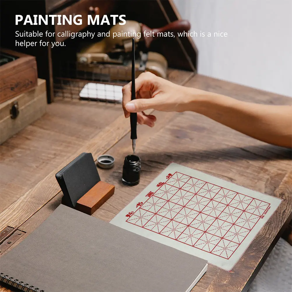 Tapis en feutre pour peinture chinoise, coussinets en feutre pour calligraphie, blocs-notes légers et portables, accessoire de papeterie pour étudiants, 3 pièces