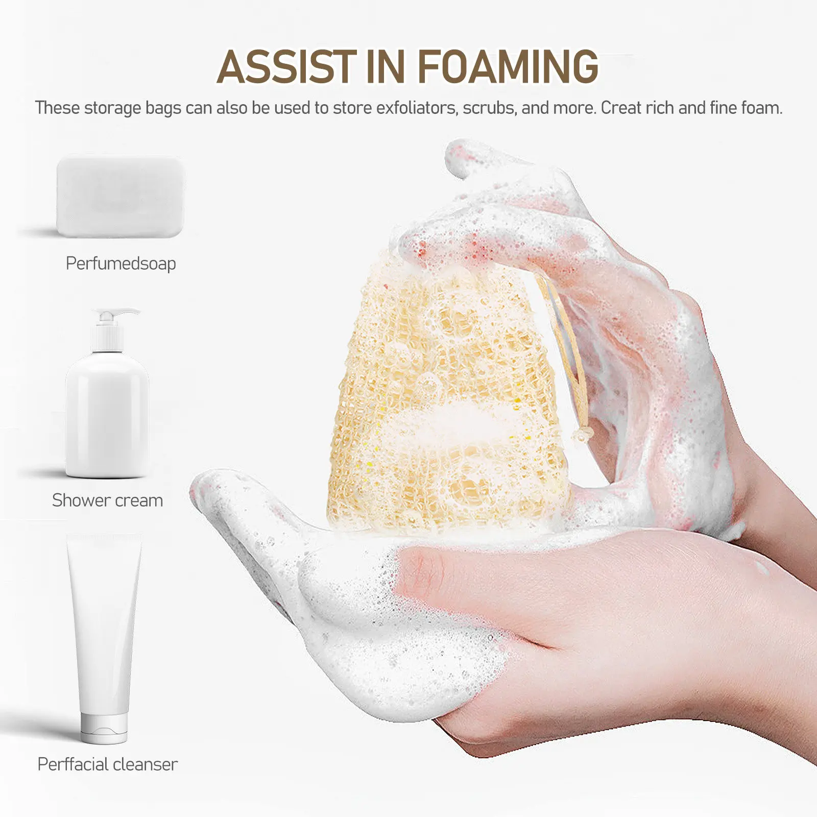 10Pcs Cotton Linen Soap Pouches Exfoliating Drawstring Bags for Foaming Lathering Drying Soap Bars Scrubs and Exfoliators