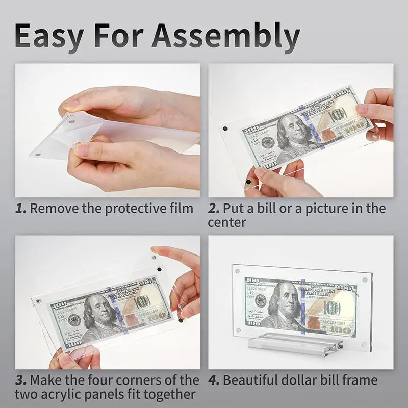 Acrylic Desktop Banknote Display Frame Transparent Paper Currency Collection Stand Frame For Collectors Ticket Protector