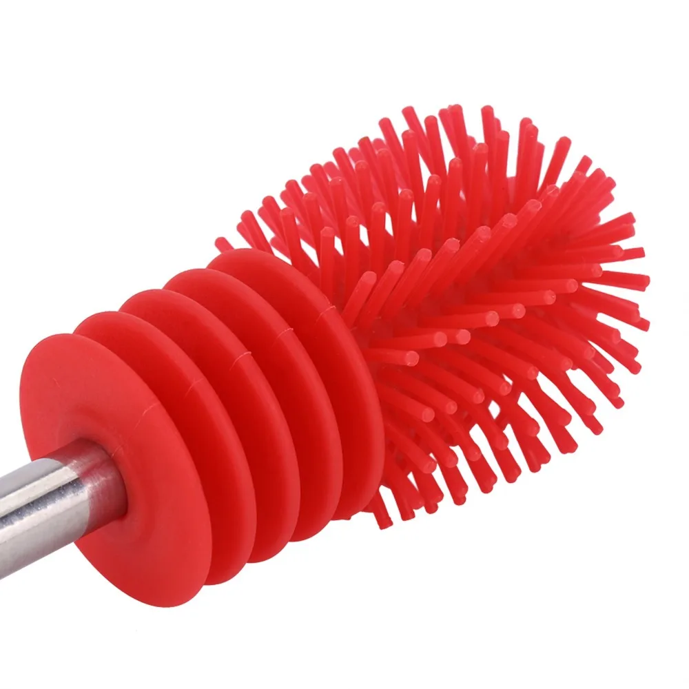 Long Handle Bottle Cleaning Brush Non Scratch Flexible Bristle Kitchen Cleaning Brush Red Water Bottle Brush Vase Cleaning view 4