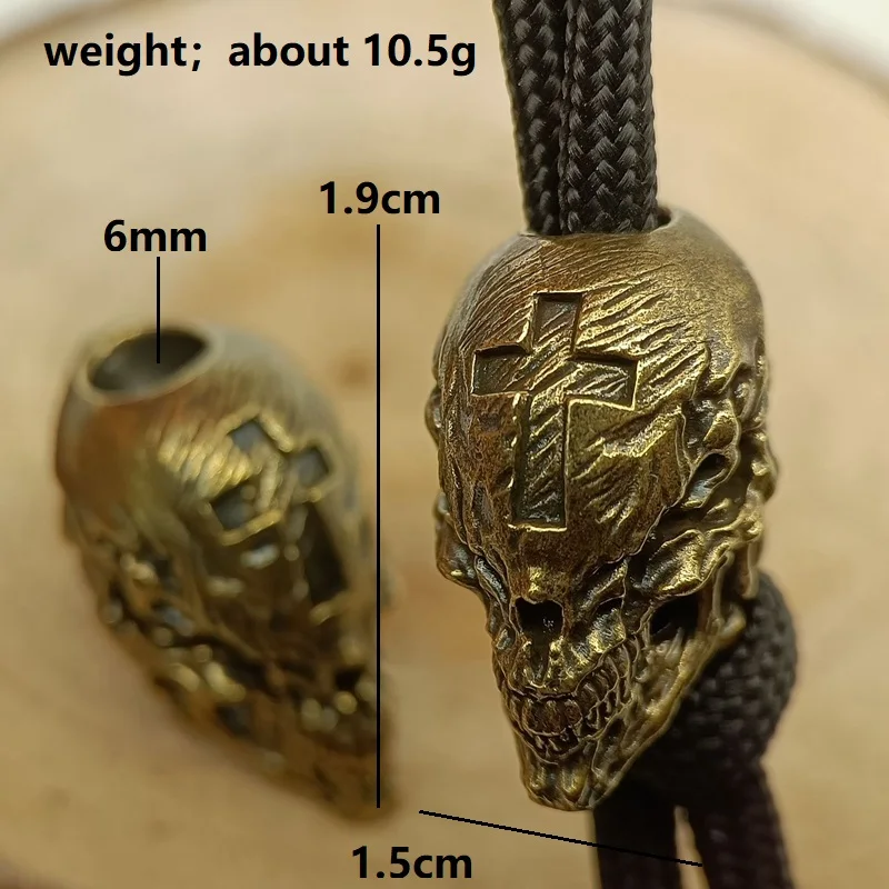 Cross Skull Head Brass Knife Beads EDC DIY Paracord Woven Bracelets Lanyard Pendants Accessories Outdoor Tool Hangings Trinkets