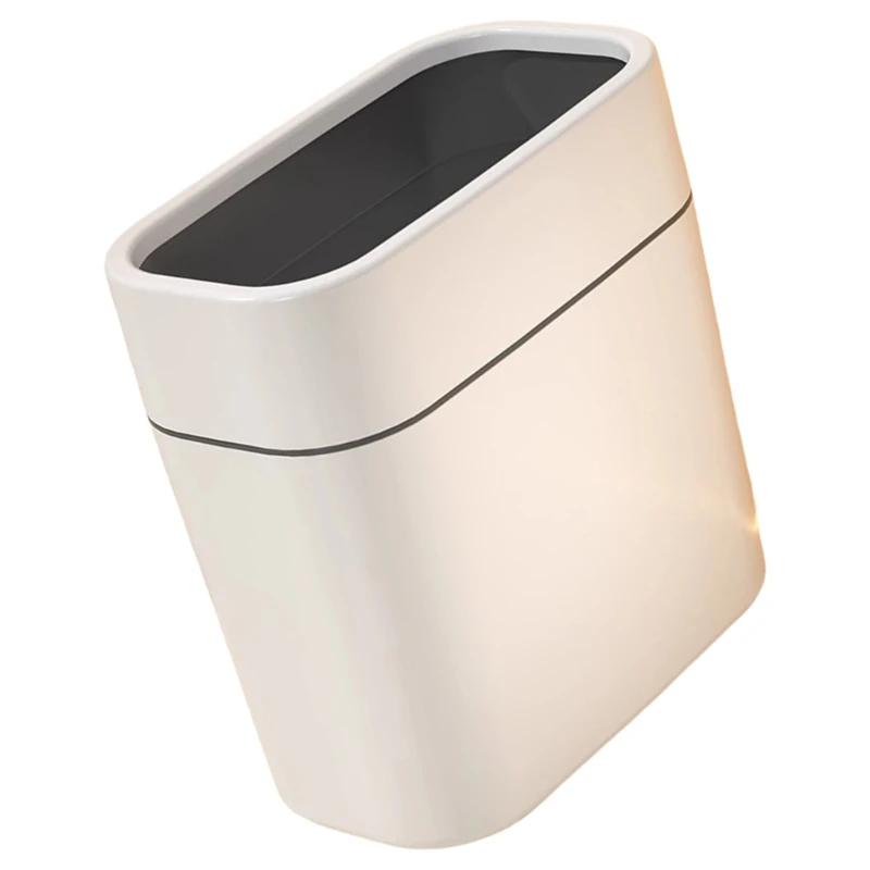 Plastic Trash Bin Trash Can with Push Down Lid for Kitchen, Bedroom, Bathroom, Offices Space Waste Bin for Daily Use