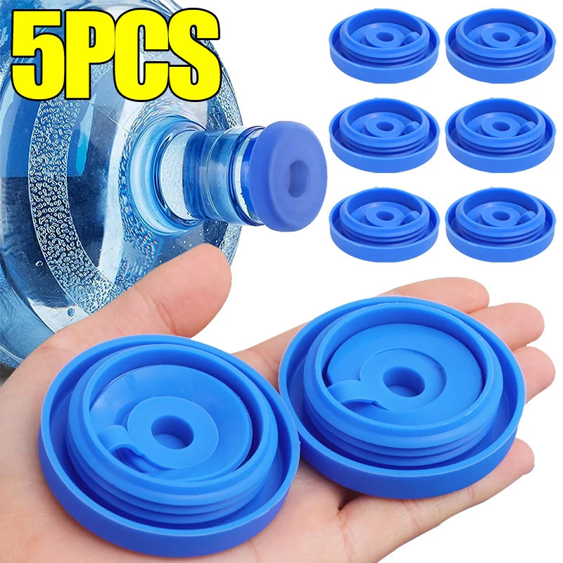 

1/5pcs Silicone Water Jug Lids Leak Proof Sealing Covers Replacement Cover Drinking Water Bucket Cap Barreled Water Bottle Lids