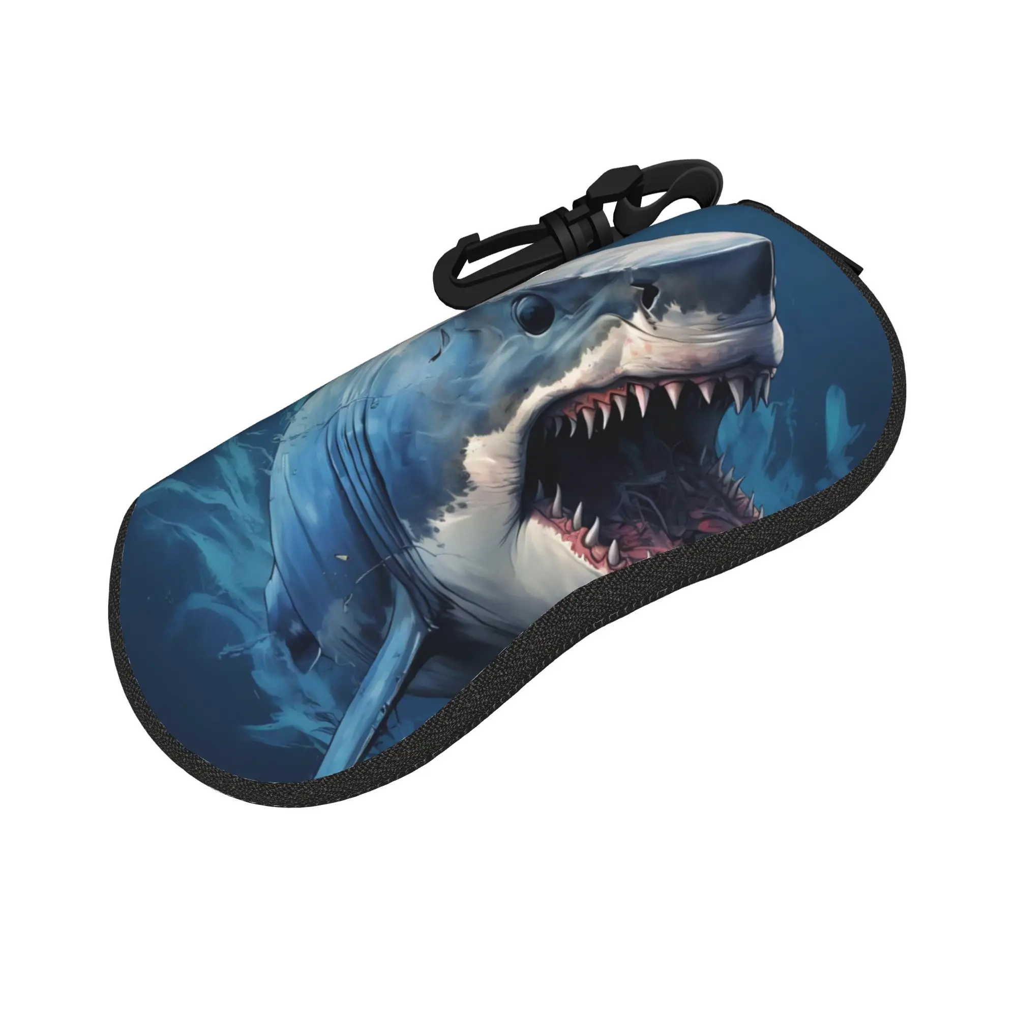 Fierce Shark Brillenetui, Unisex, für Reisen, mit Reißverschluss, Brillenetui