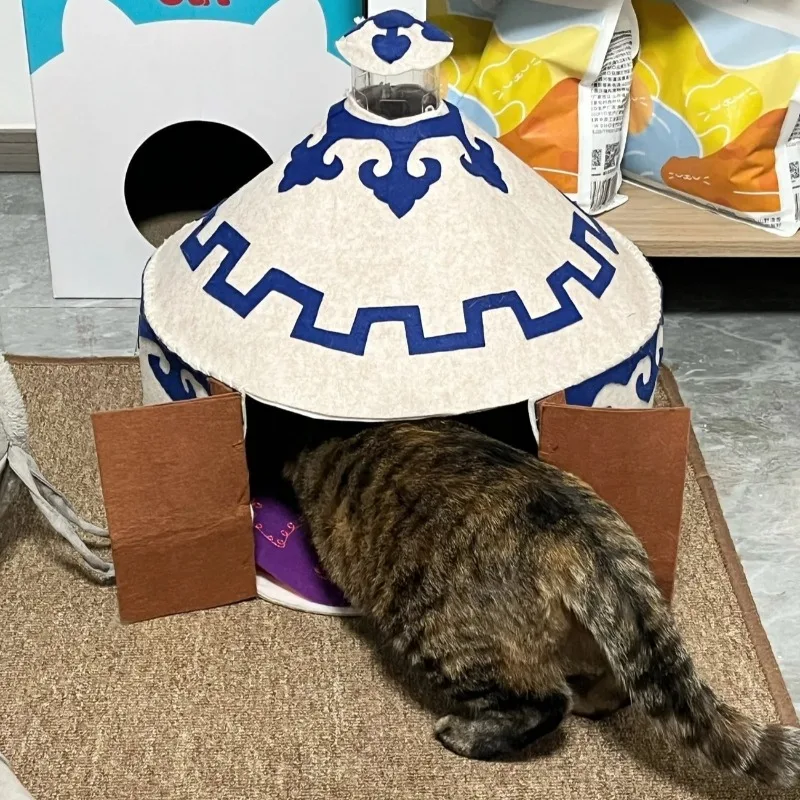 Cama cueva cálida de fieltro para gatos y perros pequeños - imagen 3
