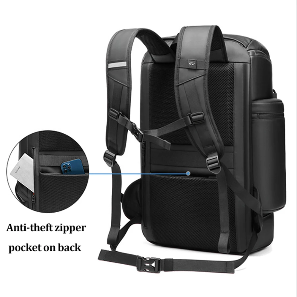 Mochila de viagem de grande capacidade para homens, mochila para laptop impermeável, mochila de negócios com sapato 50L