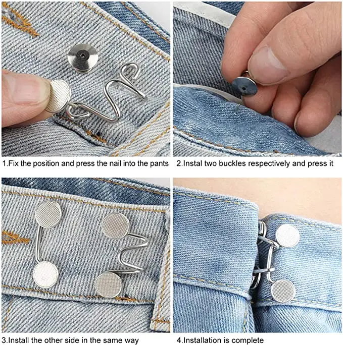 2/1pcs abnehmbare Taille Schnalle Extender Set Näh freie Jeans hose Metallstifte Clips Taille straffen Kleidung Schnallen Knöpfe