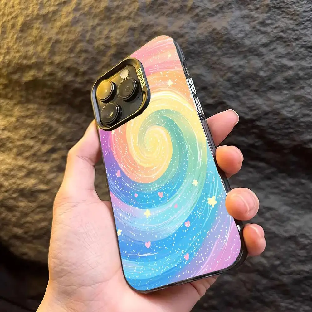 Colorful vortex pattern case for iPhone 16 15 14 13 12 11 Pro/ Max/Plus shock-proof rear cover anti-fingerprint
