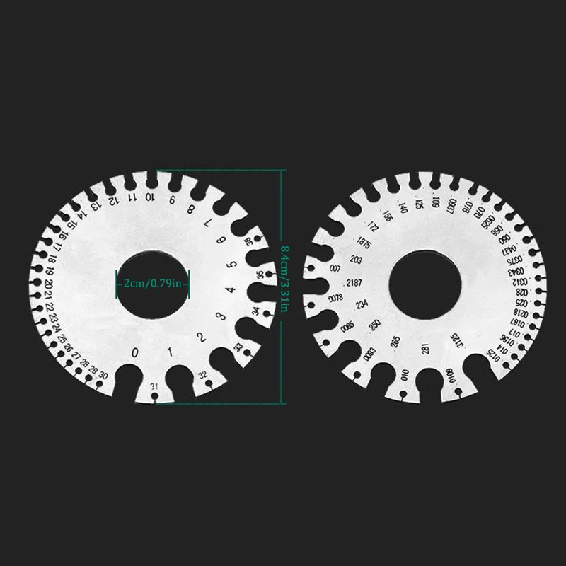 0-36 Round AWG SWG Wire Gauge Thickness Ruler Gauge Diameter Stainless Steel Measurer Tool