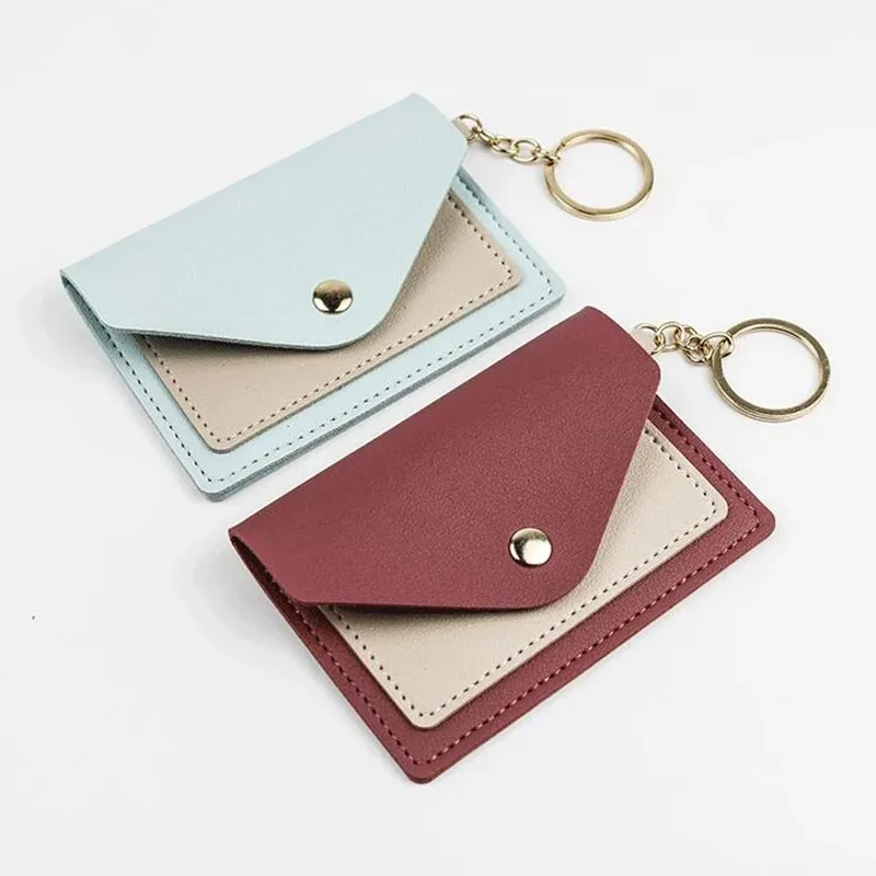 PU Leather Wallet Business Credit Card Bag Badge Holder Short Purse Leather ID Credit Card Management Organizer Bag