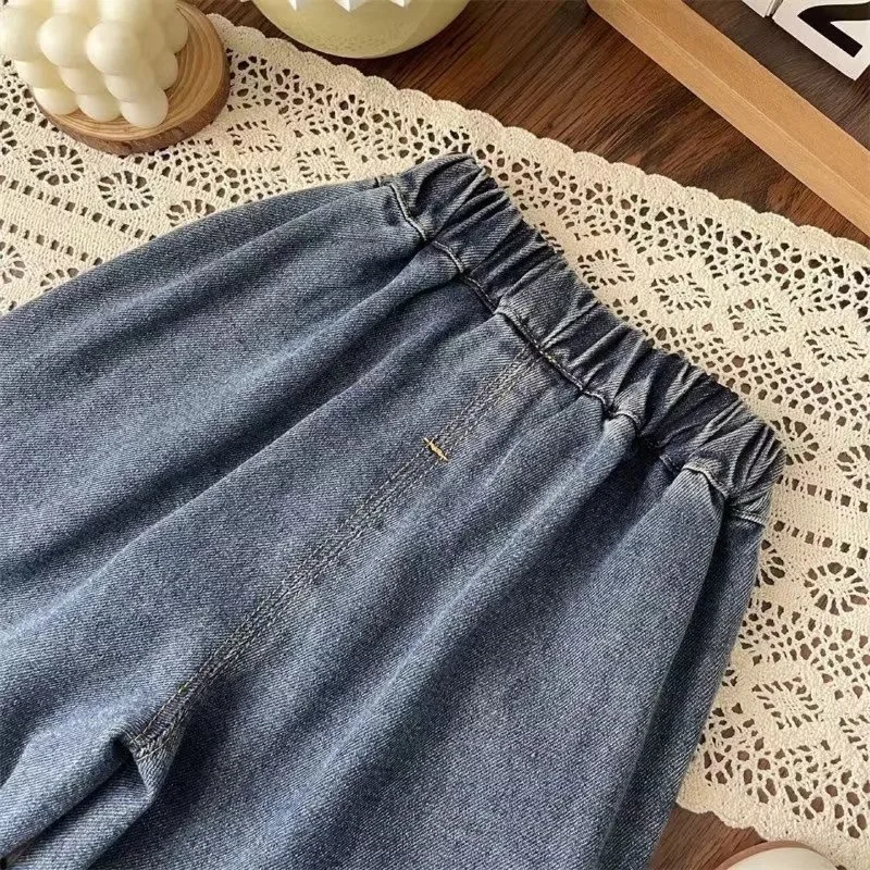 Girls Boys Pants Fashion Bow Loose Jeans 2025 Autumn New Korean Style Childrens Wide Leg Pants Casual Baby Clothing - view 5