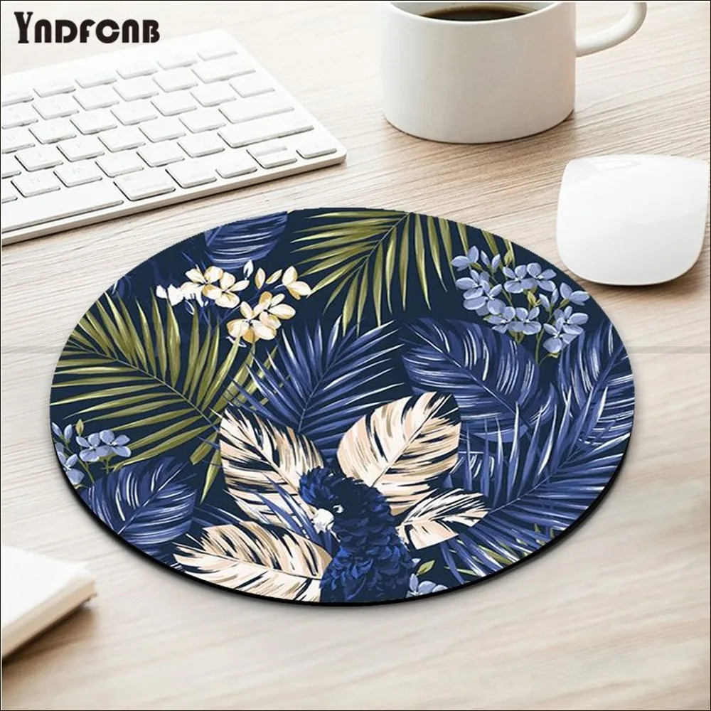 Green Tropical Mousepad Round Custom Skin Desktop Desk Mat Kawaii Gaming Accessories Students Writing Pad for PC Mouse Carpet