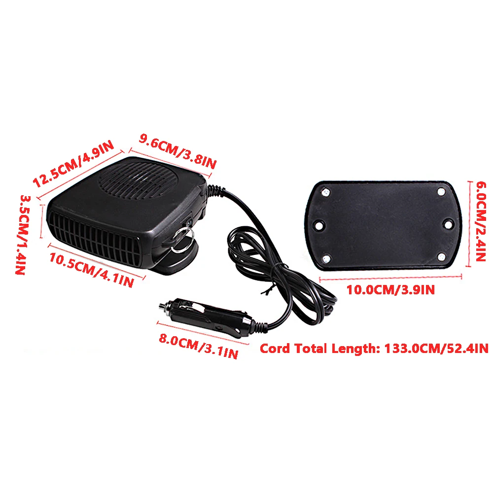 Portable 2 In 1 Car Heater Fan 12V/24V 150W 200W Fast Heating Cooling Windshield Defroster Demister Car Anti-Fog Heater