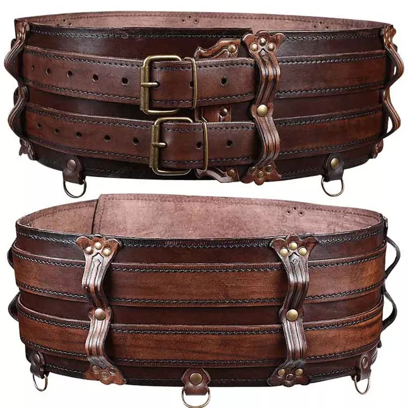 Medieval Viking Pirate Leather Armor Belt LARP Costume Norse Celtic Warrior Knight Waistband Cosplay Props Steampunk Accessories