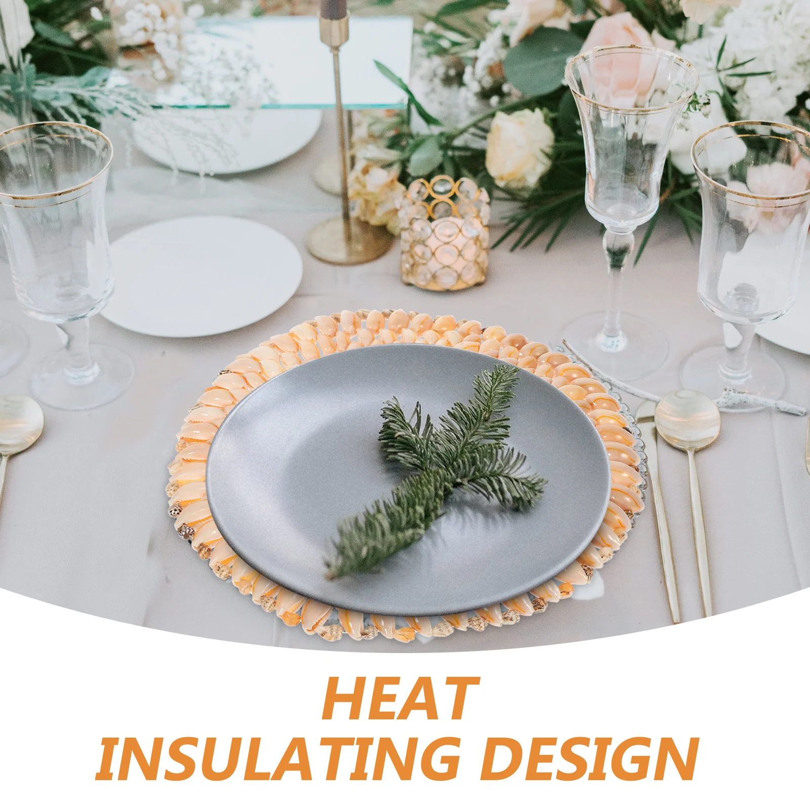 

Shells Coaster Natural Beach Style Heat Resistant Cup Mat Non-Slip Drink Coaster For Home Decor Tableware Protection Ocean