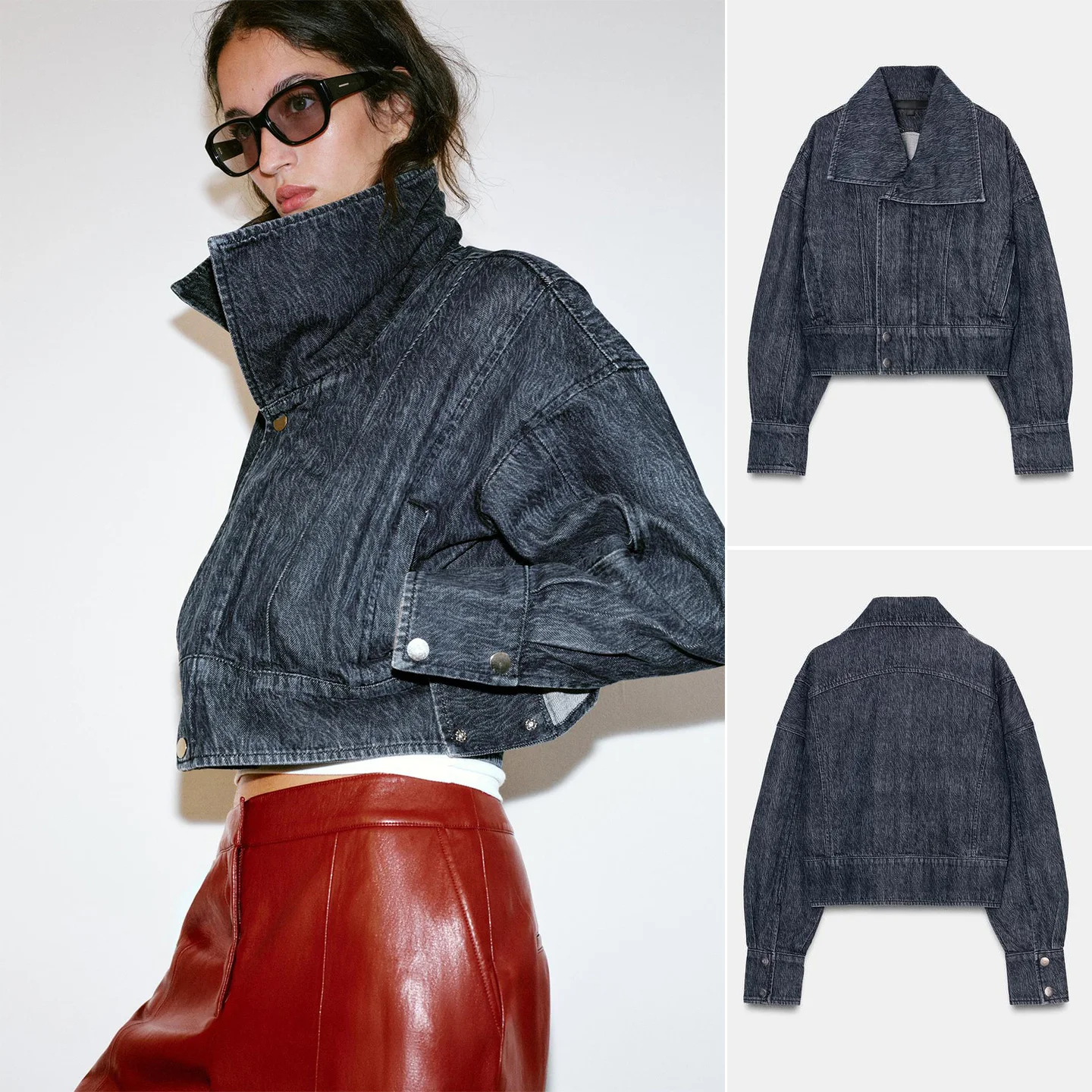 

Spring Summer New Women's Casual Style Zipper Collar Long Sleeve Short Length Denim Jacket Outerwear Loose Fit Polyester Fiber
